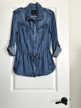 NWT RAILS Chambray Denim Anorak Utility Jacket in Blue Size S